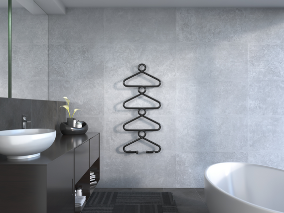 grey bathroom with a design radiator studio collection zehnder archibald